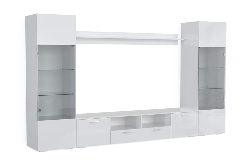 Mellon Tv-Møbelsæt 41x260 cm - Glas/Hvid - Tv-møbelsæt