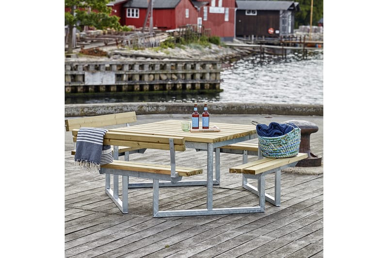 PLUS Twist Bænkesæt med 2 Ryglæn 204 cm Trykimprægneret - Havemøbler - Havebord - Picnicbord