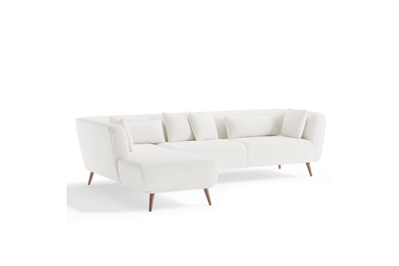 Richie Sofa med Divan 4-personers - Hvid Bouclé - Møbler - Sofaer - Sofa med chaiselong