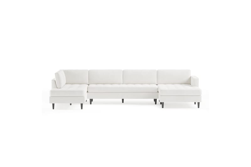 Olenne Sofa med Divan og Chaiselong 6-personers - Hvid Bouclé - Møbler - Sofaer - U Sofa