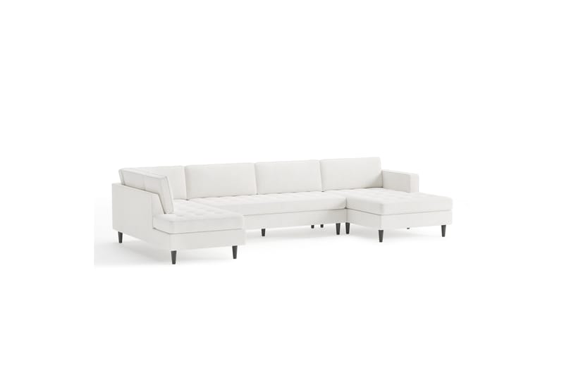 Olenne Sofa med Divan og Chaiselong 6-personers - Hvid Bouclé - Møbler - Sofaer - U Sofa