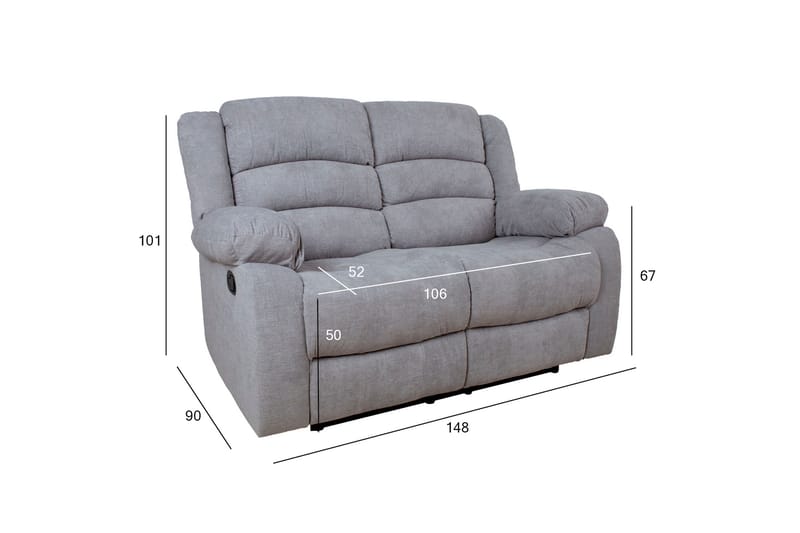 Malina Reclinersofa Lysegrå - Møbler - Sofaer - Recliner sofaer - 2 personers biografsofa & reclinersofa