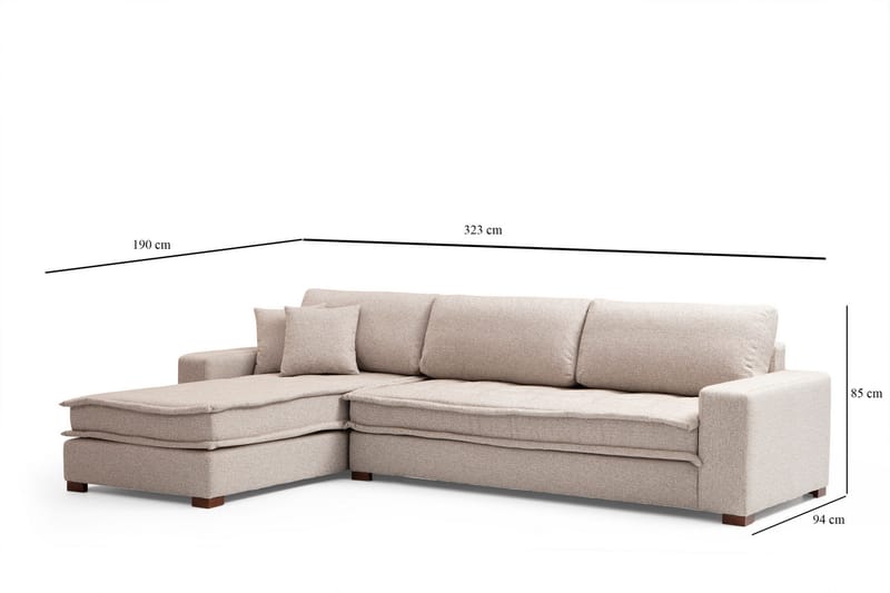 Gladfield Chaiselongsofa 3-personers - Beige - Møbler - Sofaer - Hjørnesofa