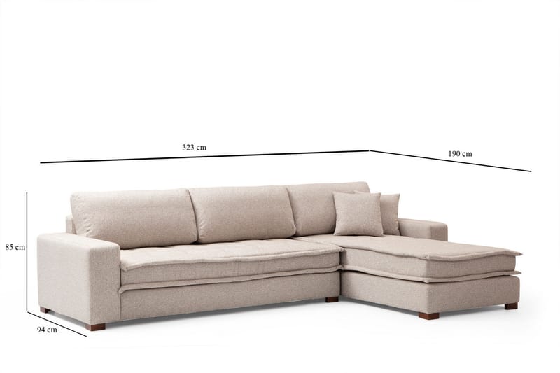 Gladfield Chaiselongsofa 3-personers - Beige - Møbler - Sofaer - Hjørnesofa