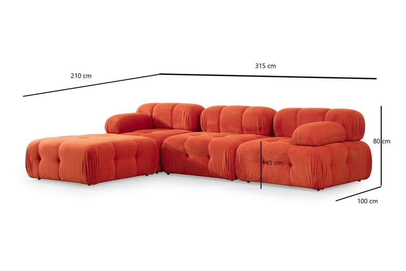 Reverto Modulsofa 3-personers - Rød - Møbler - Sofaer - Modulsofaer - Komplet modulsofa