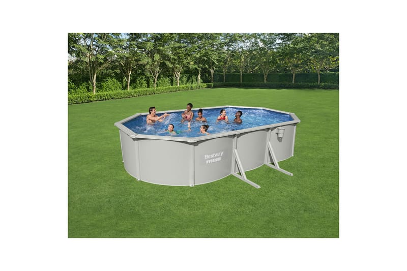 Bestway Hydrium Stålpool Oval 6,1x3,6 m - Grå - Have - Udendørsbad - Pool - Fritstående pool