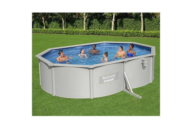 Bestway Hydrium Stålsvømmepool Oval 5 x 3,6 m Grå - Grå - Have - Udendørsbad - Pool - Fritstående pool