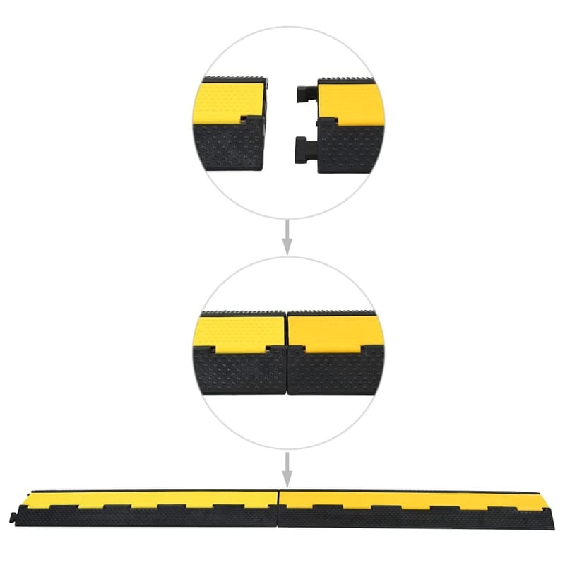 kabelbeskytterrampe 2 kanaler gummi 101,5 cm - Gul - Belysning - Elmateriale & energi - Kabelhåndtering & kabelopbevaring - Kabelskjuler & ledningsskjuler