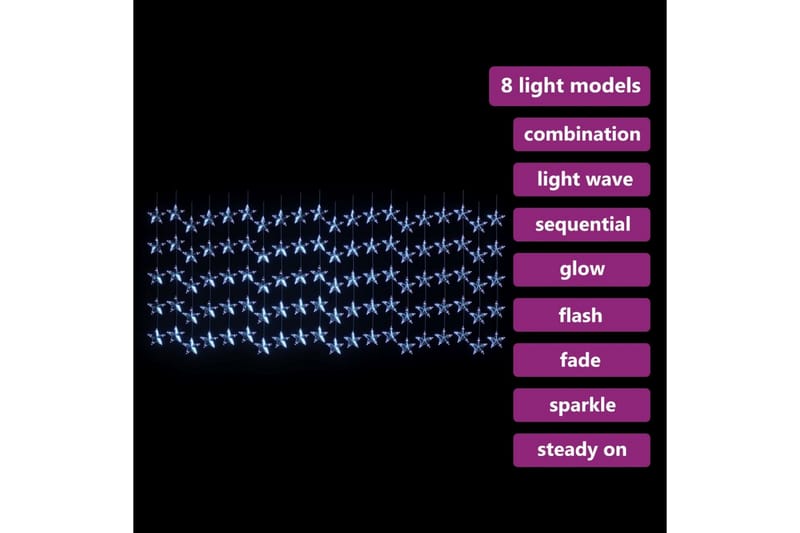 LED-lysgardin med stjerner 500 LED'er 8 funktioner blåt lys - Brun - Belysning - Julebelysning - Øvrig julebelysning