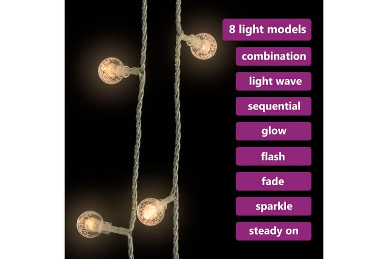 lyskæde 40 m 400 LED'er 8 funktioner varmt hvidt lys - Belysning - Julebelysning - Julelys udendørs