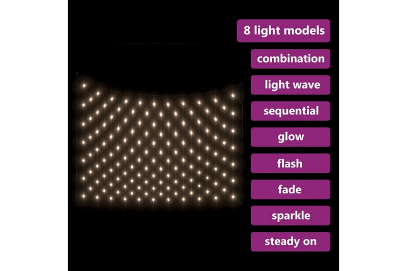 lysnet 4x4 m 544 LED'er inde/ude varmt hvidt lys - Hvid - Belysning - Julebelysning - Julelys udendørs