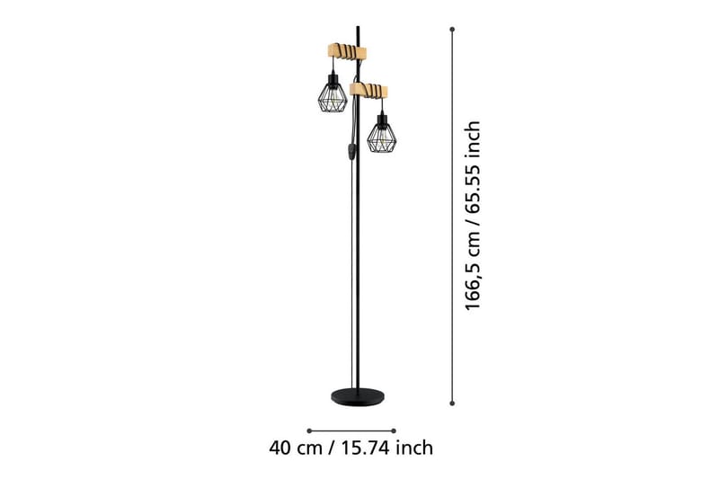 Gulvlampe Eglo Townshend 5 med 2 Lampen - Sort/Brun - Belysning - Lamper & indendørsbelysning - Soveværelse lampe