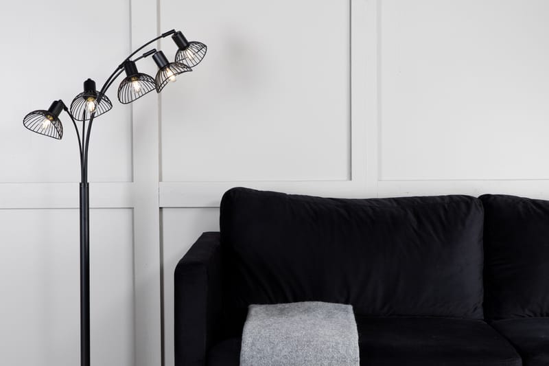 Elsa Gulvlampe Dimmer LED Stor - Sort - Belysning - Lamper & indendørsbelysning - Gulvlampe & standerlampe - Femarmet gulvlampe