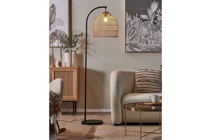 Lakskol Gulvlampe 165 cm - Sort/Natur - Belysning - Lamper & indendørsbelysning - Soveværelse lampe