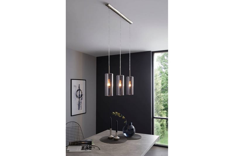 Loftpendel Eglo Selvino med 3 Lyskilder Nickel-Matt Sort-Transparent - Sort - Belysning - Lamper & indendørsbelysning - Loftlampe - Pendellamper & hængelamper