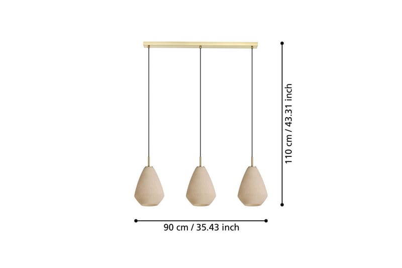 Pendel Eglo Caprarola med 3 Lamper - Messing - Belysning - Lamper & indendørsbelysning - Loftlampe - Pendellamper & hængelamper