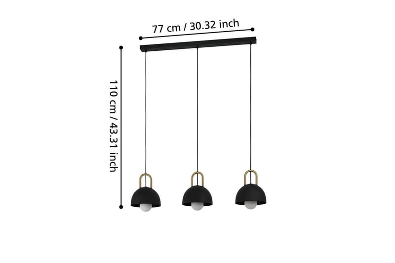 Pendellampe Eglo Calmanera med 3 Lyskilder Sort, Messing - Sort/Messing - Belysning - Lamper & indendørsbelysning - Loftlampe - Pendellamper & hængelamper