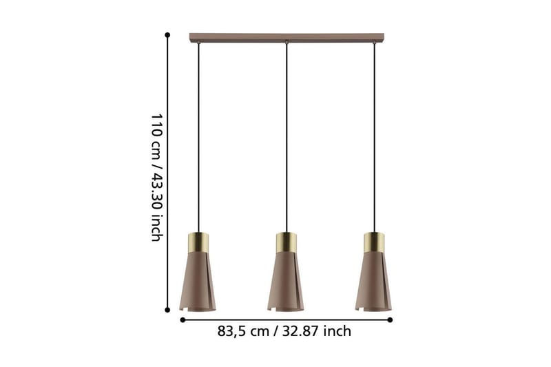 Pendellampe Eglo Losalomas med 3 Lamper - Bronze/Guld - Belysning - Lamper & indendørsbelysning - Loftlampe - Pendellamper & hængelamper