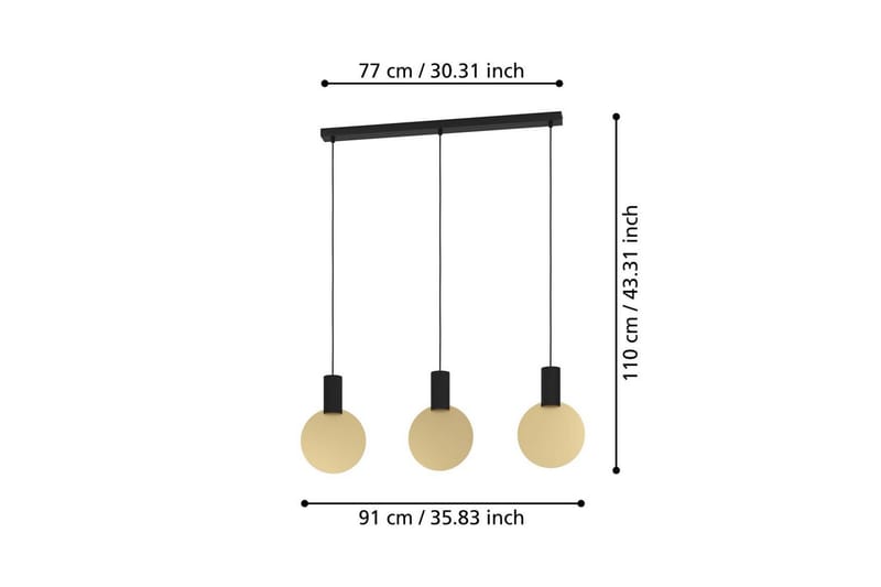 Pendellampe Eglo Sarona med 3 Lamper - Sort/Guld - Belysning - Lamper & indendørsbelysning - Loftlampe - Pendellamper & hængelamper