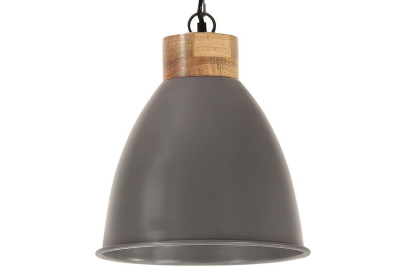 industriel pendel 35 cm E27 jern og massivt træ grå - Grå - Loftlampe køkken - Vindueslampe hængende - Vindueslampe - Pendellamper & hængelamper - Soveværelse lampe - Stuelampe