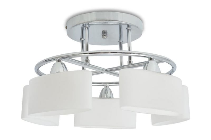 Loftslampe Med Ellipseformet Glasskygge 5 E14-Pærer 200 W - Hvid - Plafond - Stuelampe - Soveværelse lampe