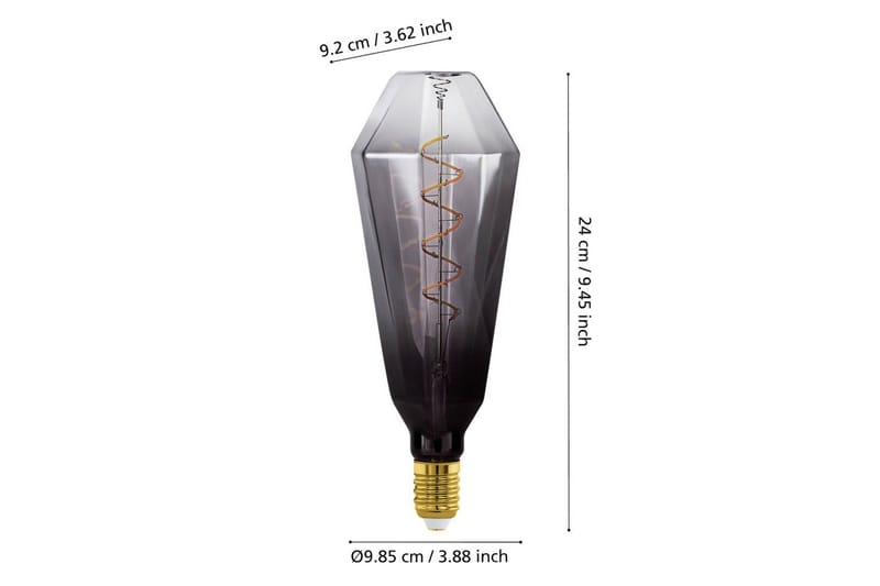 Lyskilde Eglo LM-E27-LED T100 4W Sort-Transparent Grå - Grå - Belysning - Lamper & indendørsbelysning - Dekorativ belysning