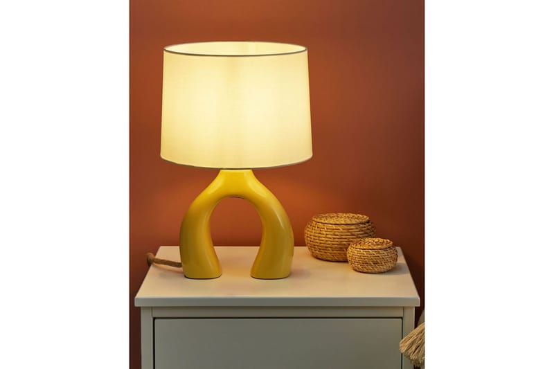 Avsaki Bordlampe 43 cm E27 - Gul/Hvid - Belysning - Lamper & indendørsbelysning - Sengelampe - Sengelampe bord