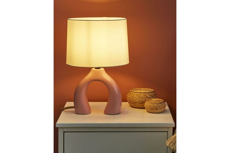 Avsaki Bordlampe 43 cm E27 - Lyserød/Hvid - Belysning - Lamper & indendørsbelysning - Sengelampe - Sengelampe bord