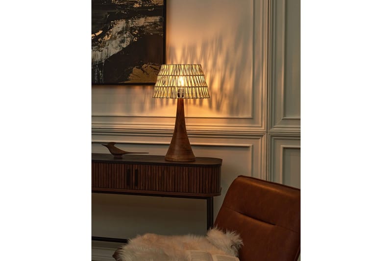 Dalino Bordlampe 47 cm E27 - Mørkt træ/Beige - Belysning - Lamper & indendørsbelysning - Sengelampe - Sengelampe bord