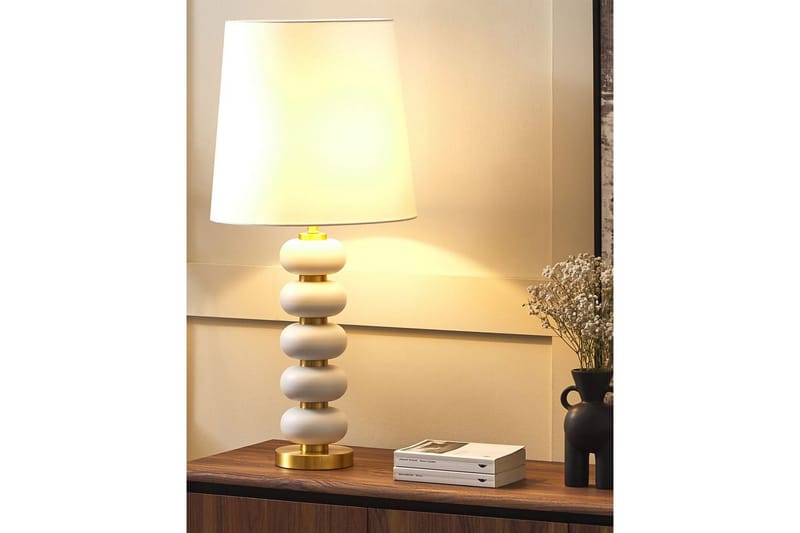 Laros Bordlampe 80 cm E27 - Hvid/Guld - Belysning - Lamper & indendørsbelysning - Sengelampe - Sengelampe bord