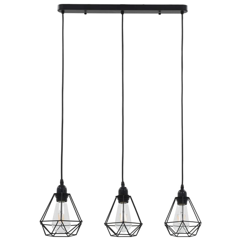 Loftlampe Med Diamantdesign 3 X E27-Pærer Sort - Sort - Belysning - Lamper & indendørsbelysning - Vindueslampe - Vindueslampe hængende