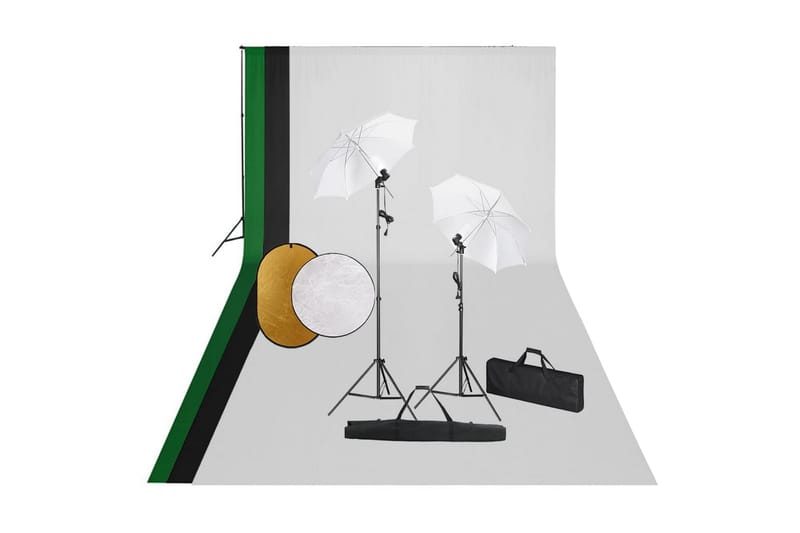 fotostudieudstyr med lamper, baggrund og reflektor - Belysning - Glødepærer & lyskilder - Arbejdsbelysning - Fotobelysning & studiebelysning