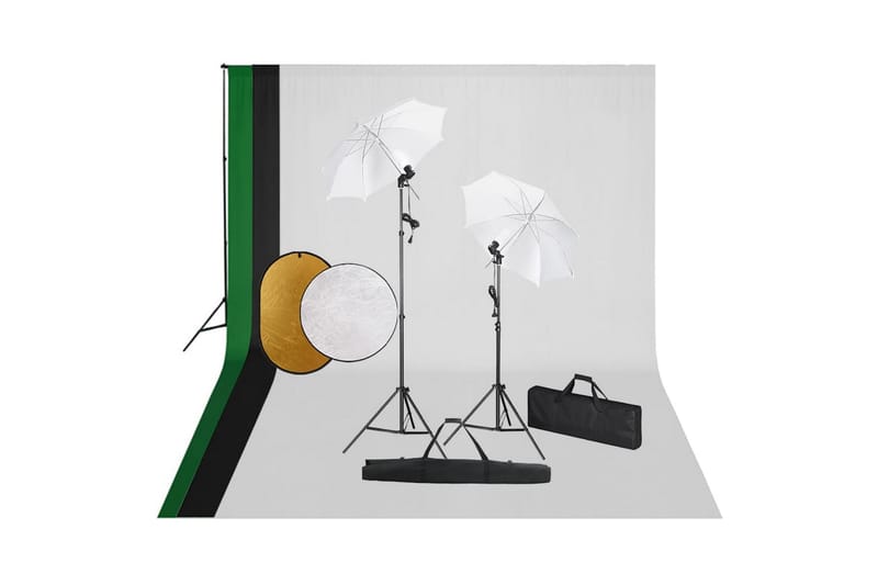 fotostudieudstyr med lamper, baggrund og reflektor - Fotobelysning & studiebelysning