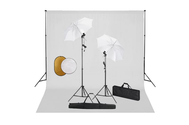 fotostudieudstyr med lamper, paraplyer, baggrund & reflektor - Fotobelysning & studiebelysning