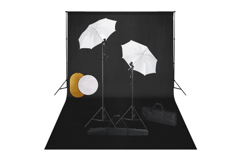 fotostudieudstyr med lamper, paraplyer, baggrund & reflektor - Belysning - Glødepærer & lyskilder - Arbejdsbelysning - Fotobelysning & studiebelysning