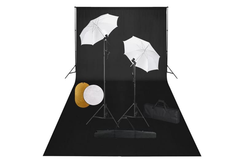 fotostudieudstyr med lamper, paraplyer, baggrund & reflektor - Belysning - Glødepærer & lyskilder - Arbejdsbelysning - Fotobelysning & studiebelysning