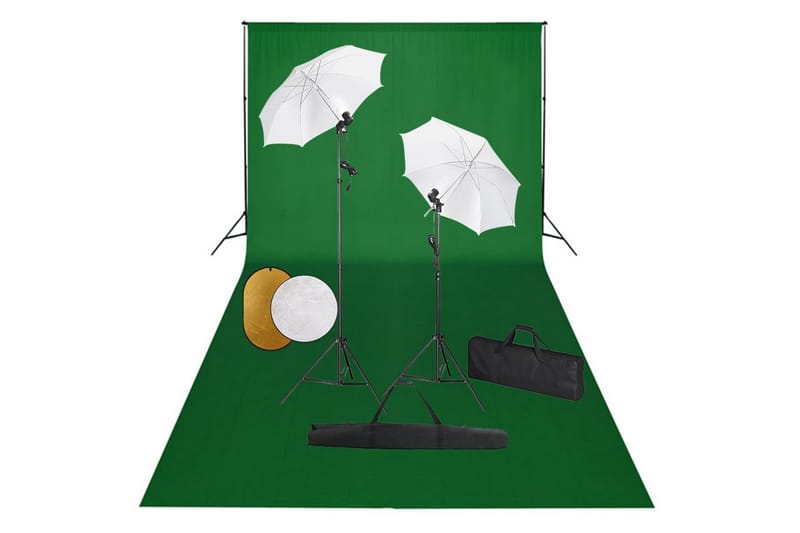 fotostudieudstyr med lamper, paraplyer, baggrund & reflektor - Belysning - Glødepærer & lyskilder - Arbejdsbelysning - Fotobelysning & studiebelysning