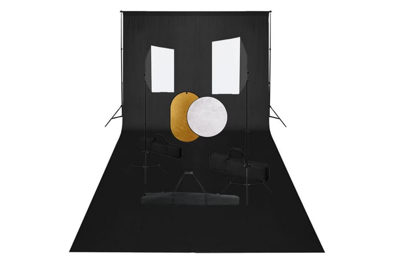 fotostudieudstyr med softbox-lamper, baggrund og reflektor - Belysning - Glødepærer & lyskilder - Arbejdsbelysning - Fotobelysning & studiebelysning