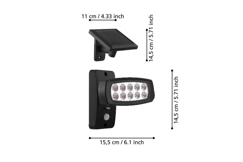 Væglampe Udendørsbelysning Eglo Palizzi med Sensor - Sort - Belysning - Glødepærer & lyskilder - LED belysning - LED-spotlight