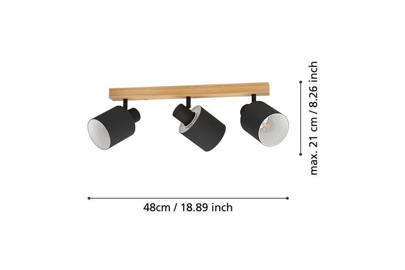 Spotlight Eglo Batallas med 3 Lamper - Sort/Brun - Belysning - Glødepærer & lyskilder - Spotlights & downlights