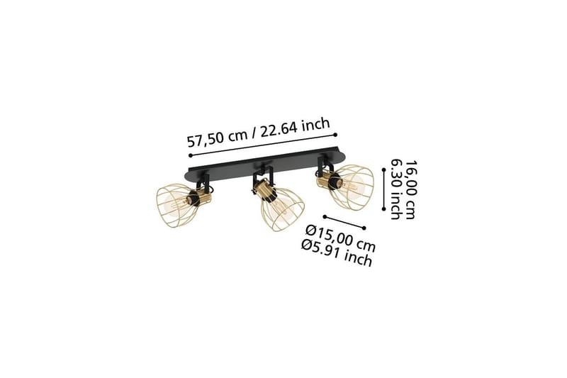 Spotlight Eglo Sambatello med 3 Lamper - Sort/Messing - Belysning - Glødepærer & lyskilder - Spotlights & downlights