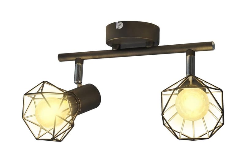 Spotlight, Trådramme I Industristil, 2 Led-Glødetråd - Sort - Belysning - Glødepærer & lyskilder - Spotlights & downlights - Spotlight skinne