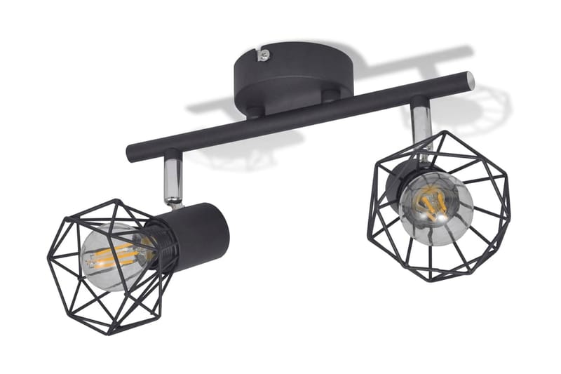 Spotlight, Trådramme I Industristil, 2 Led-Glødetråd - Sort - Belysning - Glødepærer & lyskilder - Spotlights & downlights - Spotlight skinne