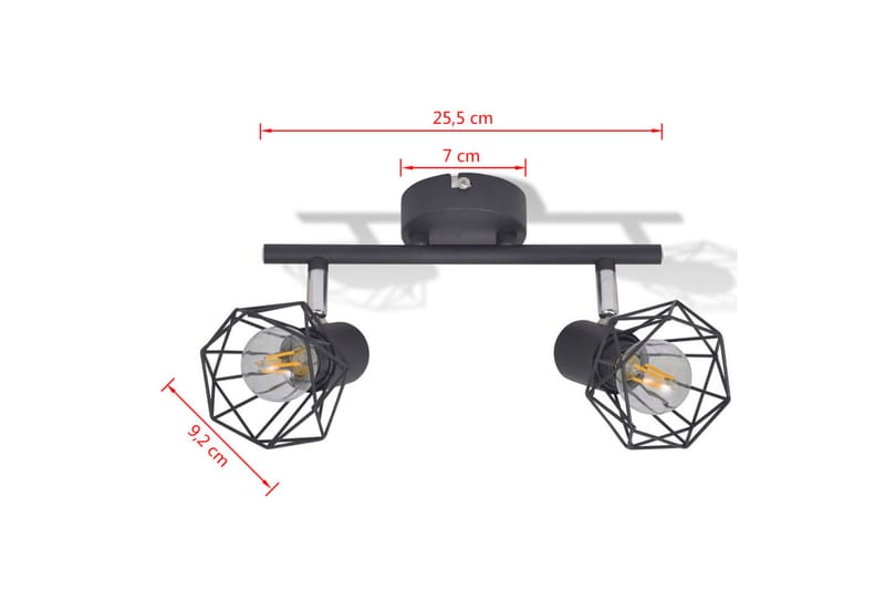 Spotlight, Trådramme I Industristil, 2 Led-Glødetråd - Sort - Belysning - Glødepærer & lyskilder - Spotlights & downlights - Spotlight skinne