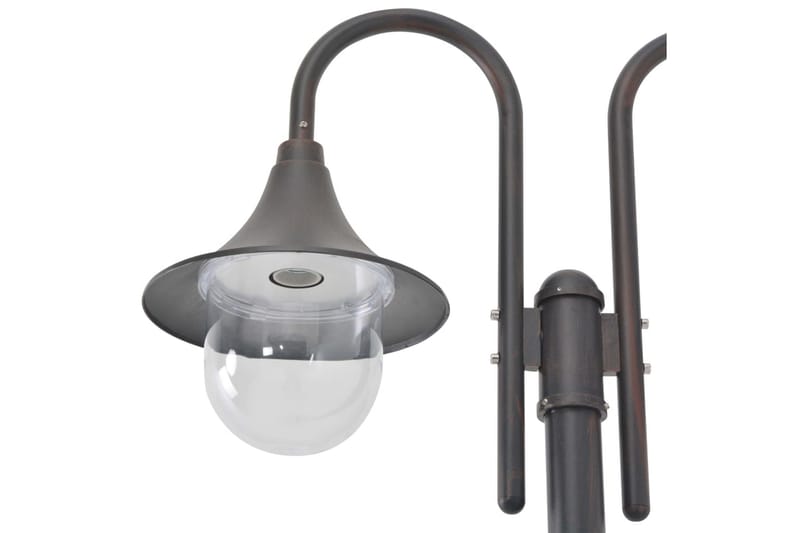 Havestolpelampe E27 220 Cm Aluminium 2 Lanterner Bronze - Brun - Belysning - Udendørs lamper & belysning - Søjlelampe & standerlampe