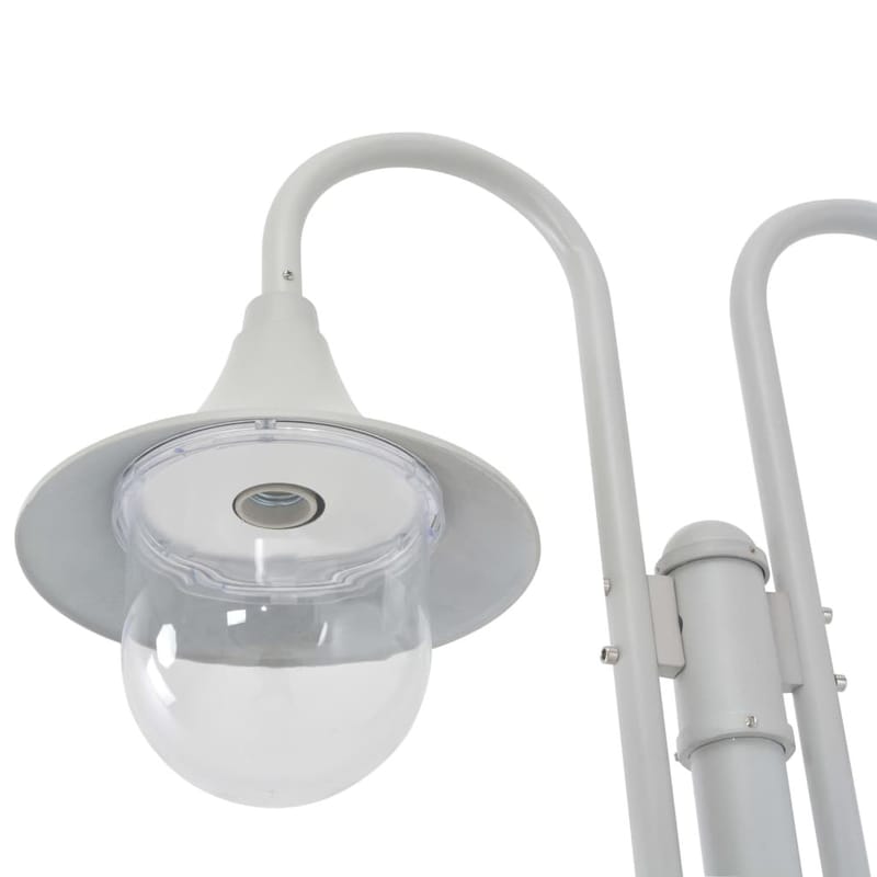 Havestolpelampe E27 220 Cm Aluminium 2 Lanterner Hvid - Hvid - Belysning - Udendørs lamper & belysning - Søjlelampe & standerlampe