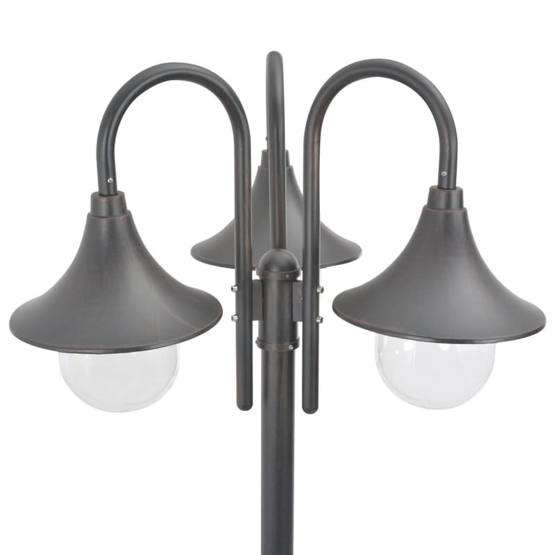 Havestolpelampe E27 220 Cm Aluminium 3 Lanterner Bronze - Brun - Belysning - Udendørs lamper & belysning - Søjlelampe & standerlampe