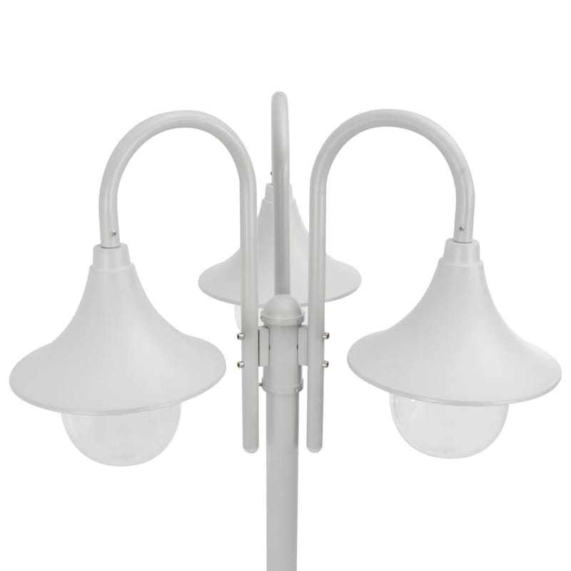 Havestolpelampe E27 220 Cm Aluminium 3 Lanterner Hvid - Hvid - Belysning - Udendørs lamper & belysning - Søjlelampe & standerlampe