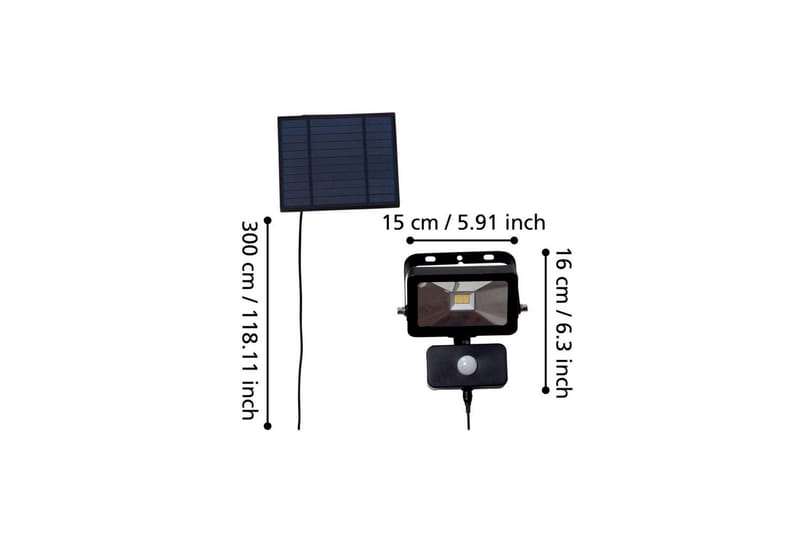 Solcellelampe Eglo Villagrappa med Sensor - Sort - Belysning - Udendørs lamper & belysning - Solcellelamper