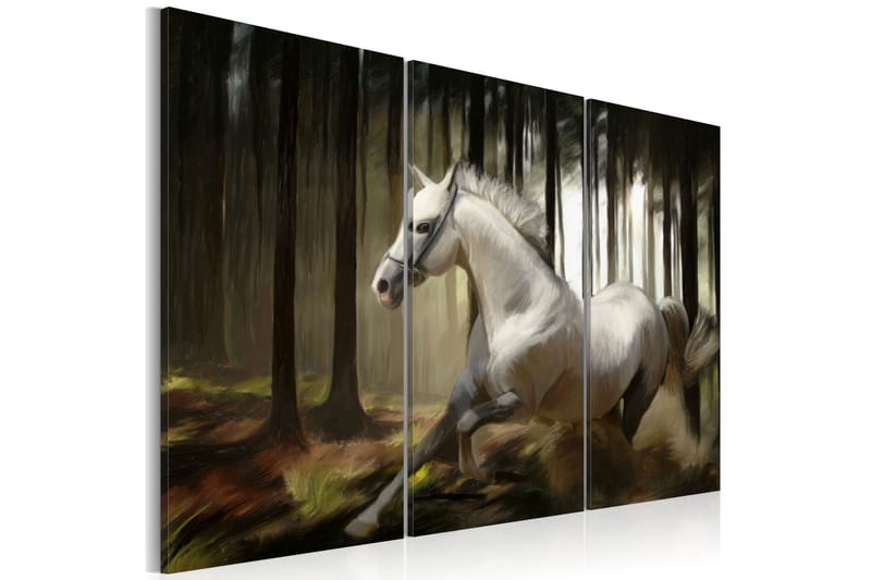 Billede A White Horse In The Midst Of The Trees 60x40 - Artgeist sp. z o. o. - Boligtilbehør - Billeder & kunst - Billeder på lærred